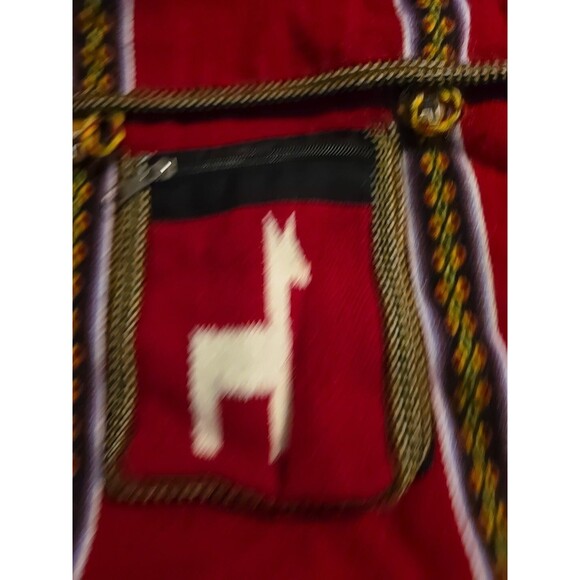 Classic Alpaca Shoulder Crossbody Purse Hand bag Logo White Alpaca Stripe Boho - Picture 2 of 7